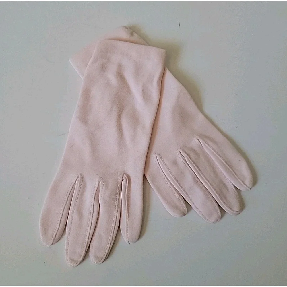 Wear Right Vintage Wristlet‎ Five Finger Gloves Pastel Pink Nylon Easter Party